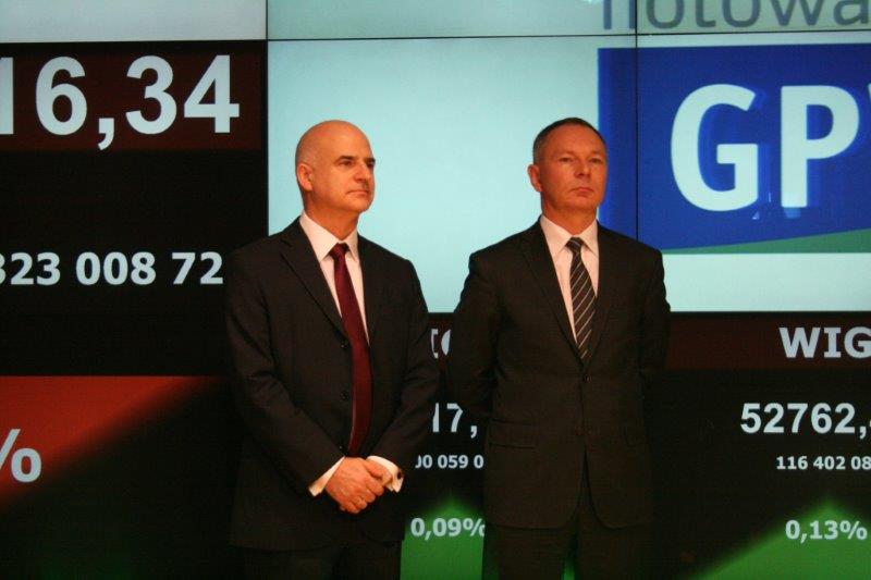 Od lewej: Mirosław Bieliński, Prezes Zarządu Energa S.A. i Adam Maciejewski, prezes zarządu Giełdy Papierów Wartościowych