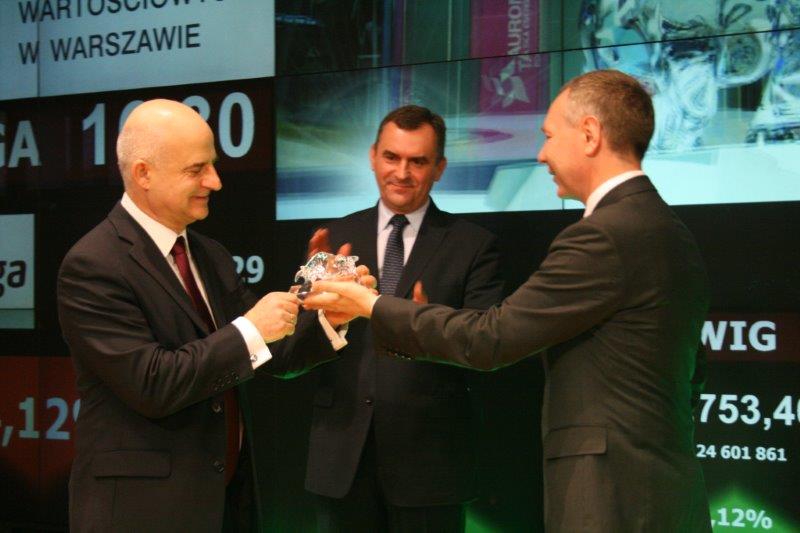 Od lewej: Mirosław Bieliński, Prezes Zarządu Energa S.A., Włodzimierz Karpiński, Minister Skarbu Państwa i Adam Maciejewski, Prezes Zarządu Giedły Papierów Wartościowych